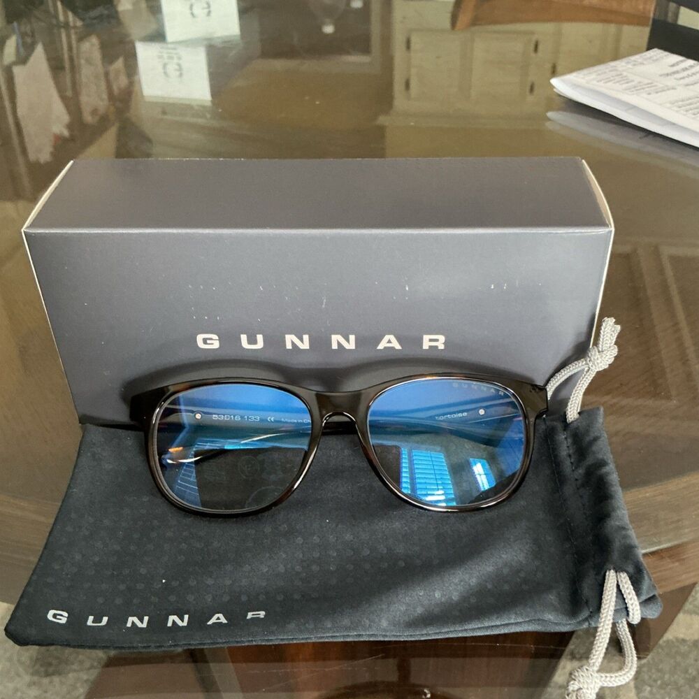 GUNNAR Rush Tortoise Blue Light Blocking Glasses Clear Lens Round Lightweight
